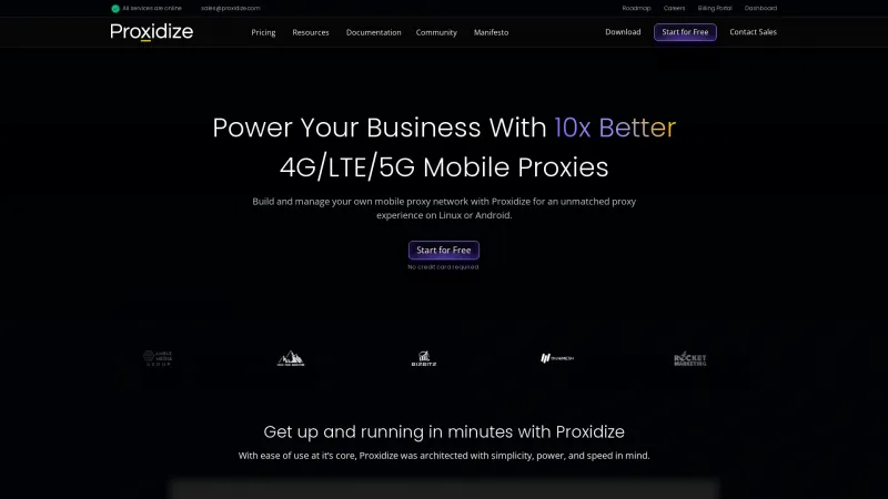 Homepage of Proxidize