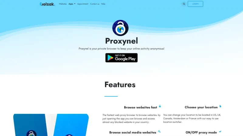 Homepage of Proxynel