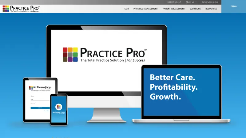 Homepage of Practice Pro