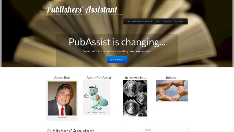 Homepage of Publishers Assistant Software