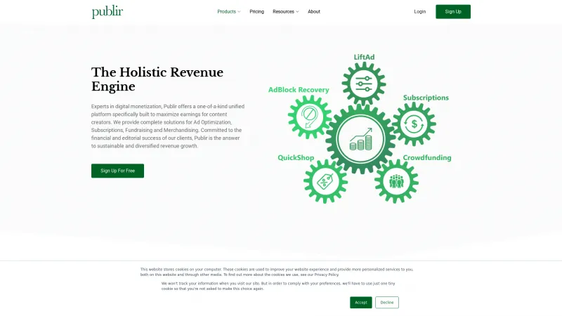 Homepage of Publir