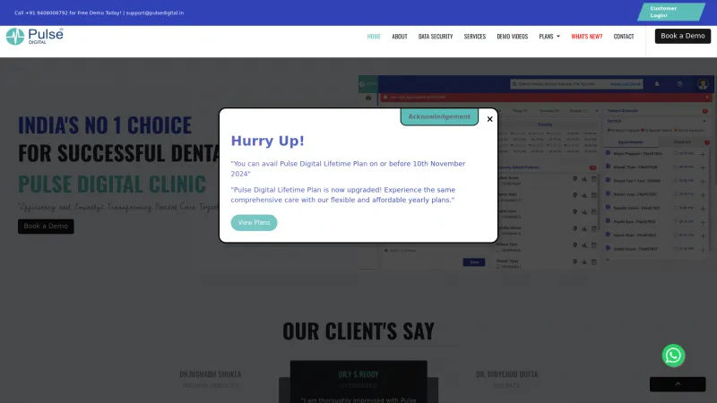 Homepage of Pulse Digital Clinic