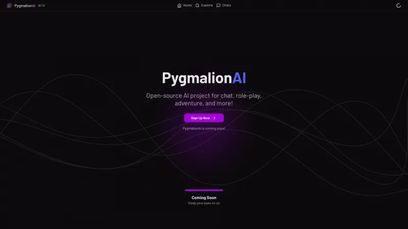 Homepage of PygmalionAI