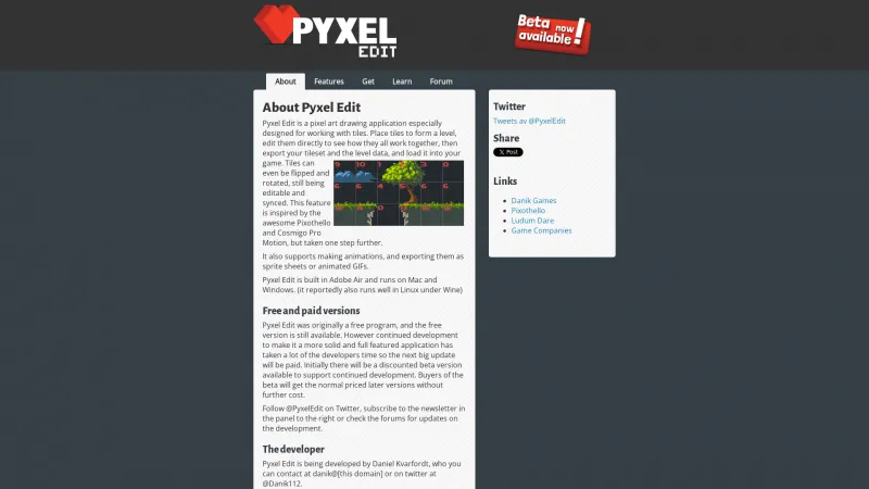 Homepage of Pyxel Edit