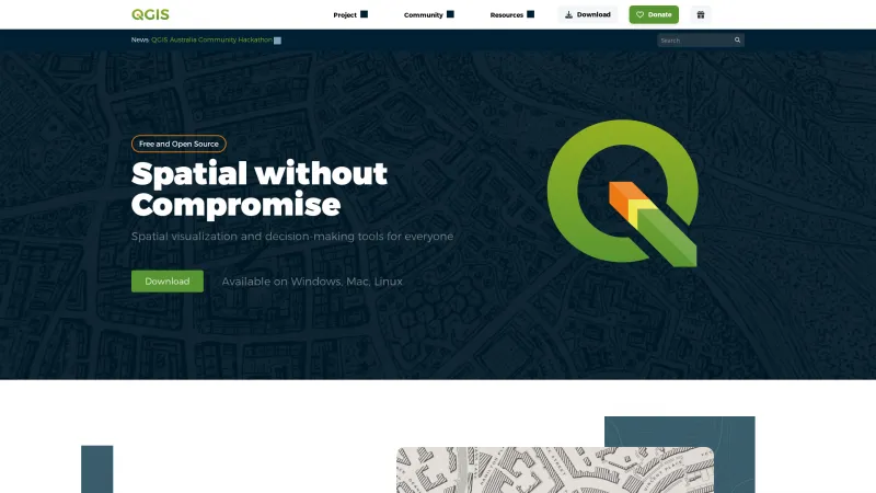 Homepage of QGIS