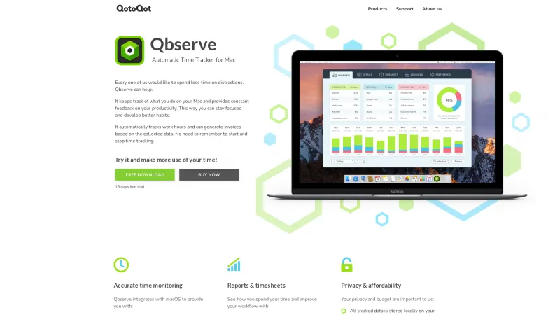 Homepage of Qbserve