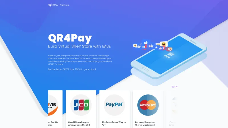 Homepage of QR 4 Pay