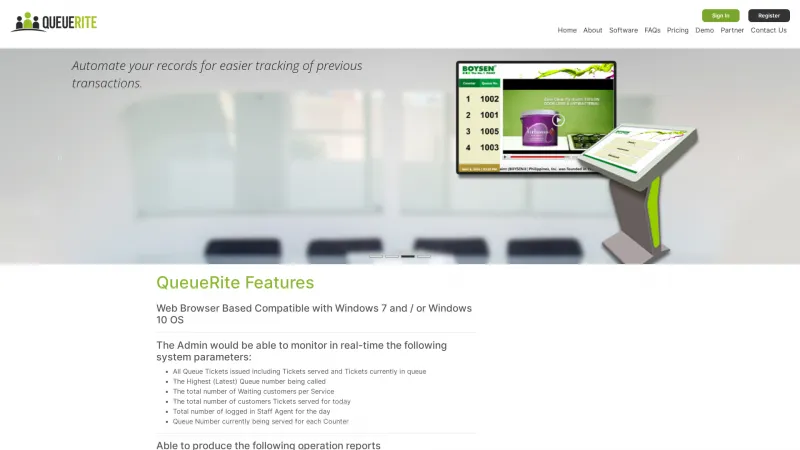 Homepage of QueueRite