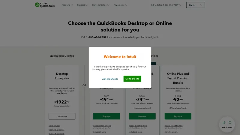 Homepage of QuickBooks Desktop Pro