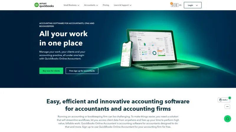 Homepage of QuickBooks Accountants