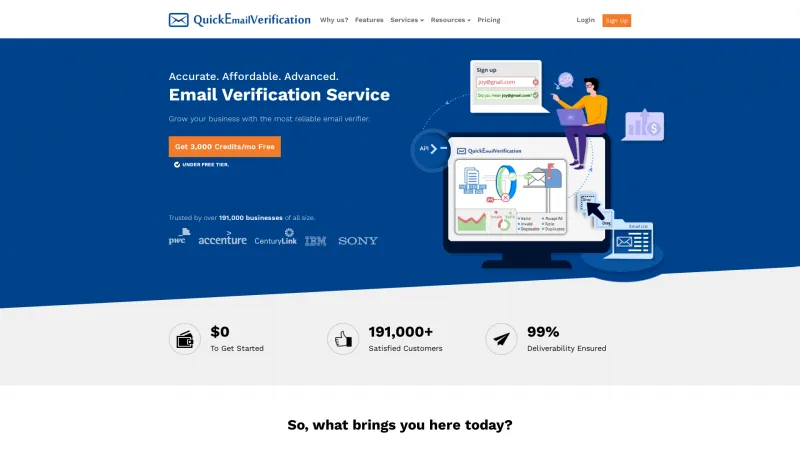 Homepage of QuickEmailVerification