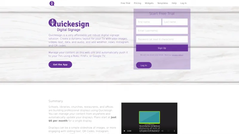 Homepage of QuickEMenu