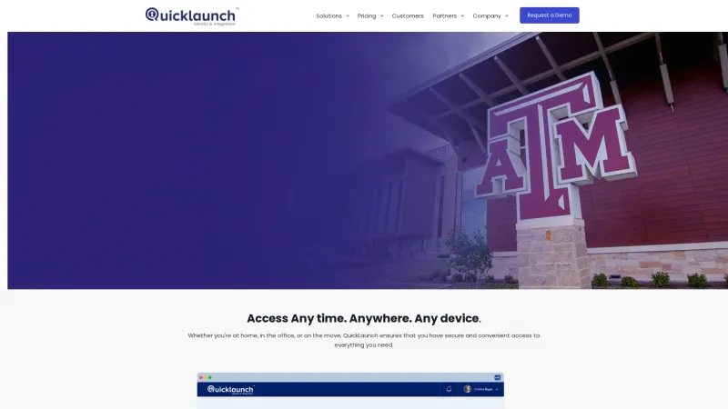 Homepage of Quicklaunch