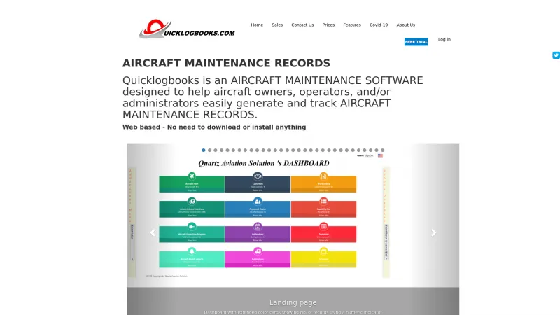 Homepage of Quicklogbooks