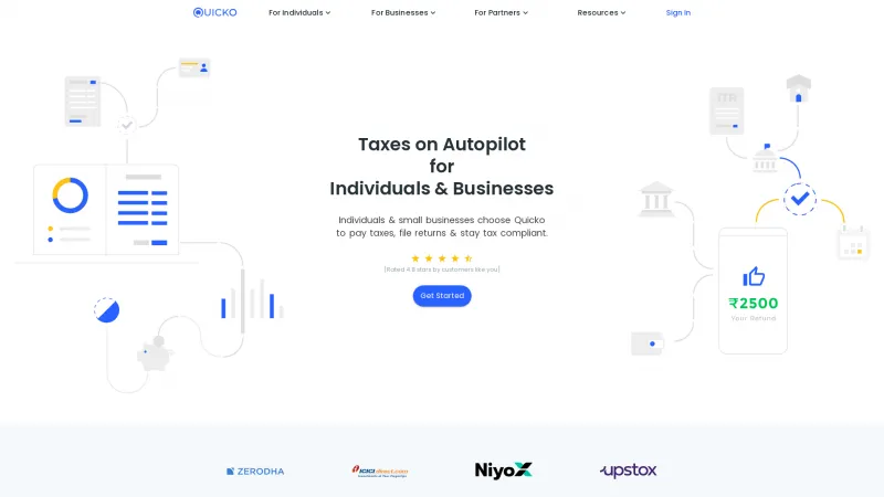 Homepage of Quicko