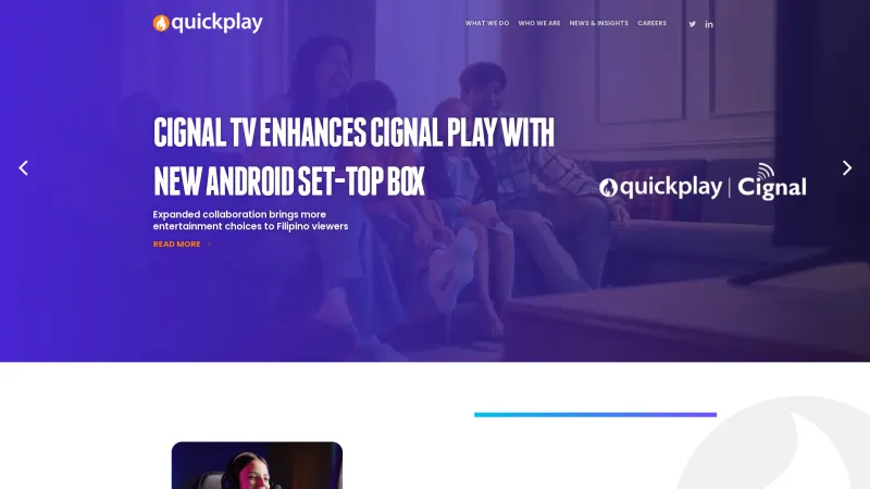 Homepage of Quickplay