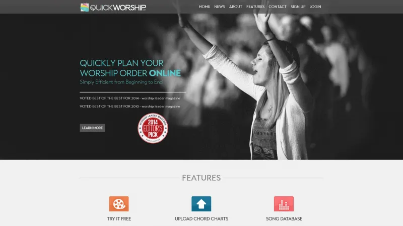 Homepage of QuickWorship