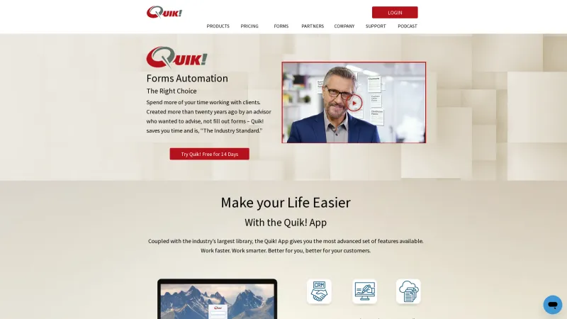 Homepage of Quik! Forms