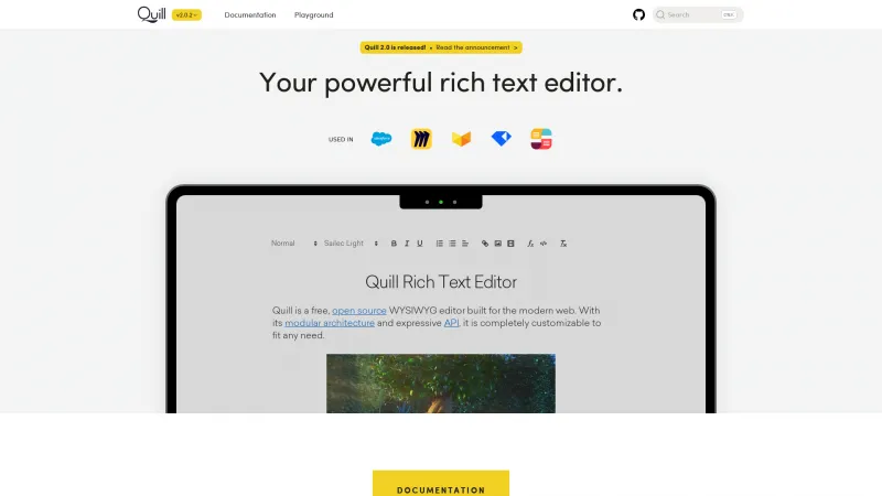 Homepage of Quill