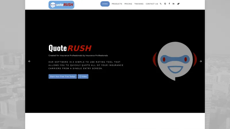 Homepage of QuoteRush