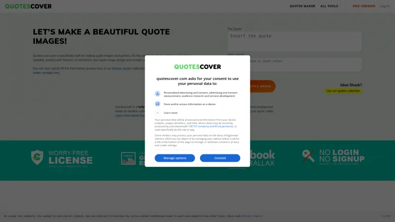 Homepage of QuotesCover