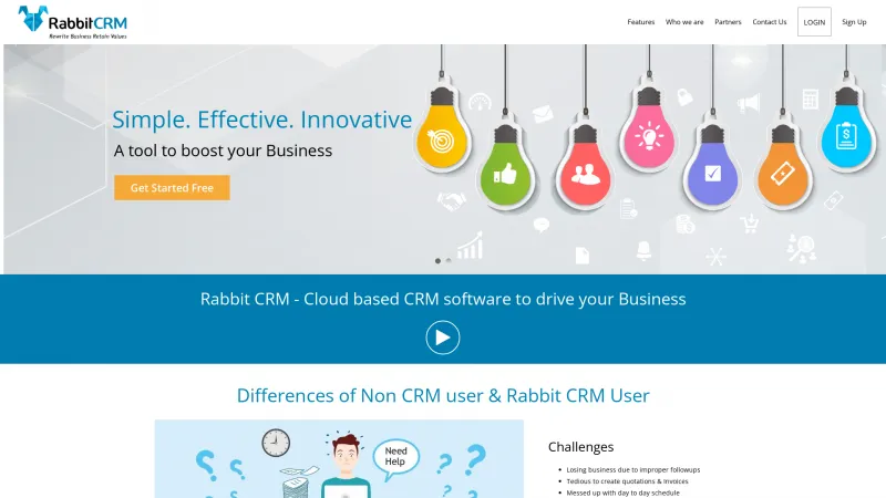 Homepage of Rabbit CRM