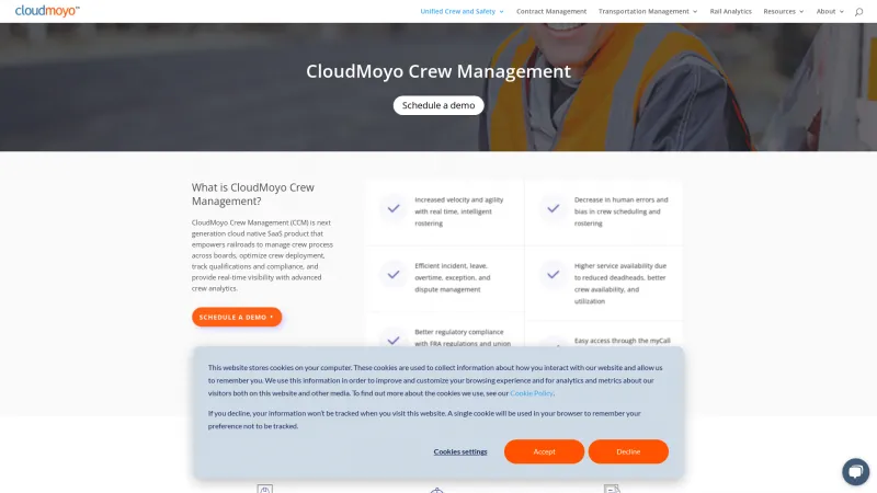 Homepage of CloudMoyo Crew Management