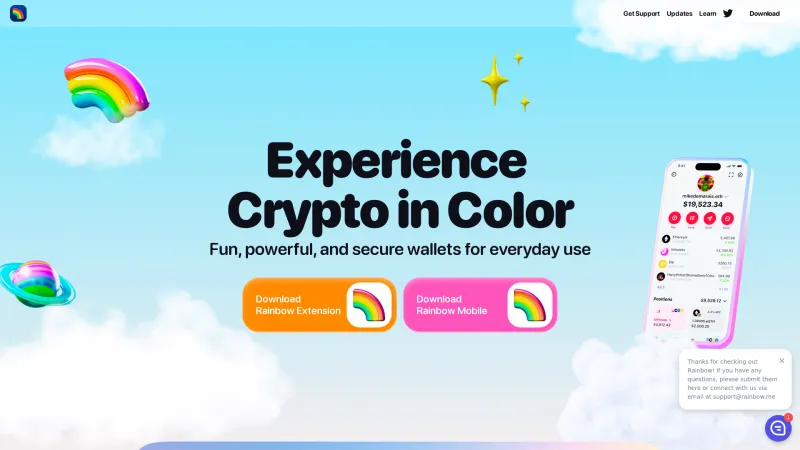 Homepage of Rainbow Wallet