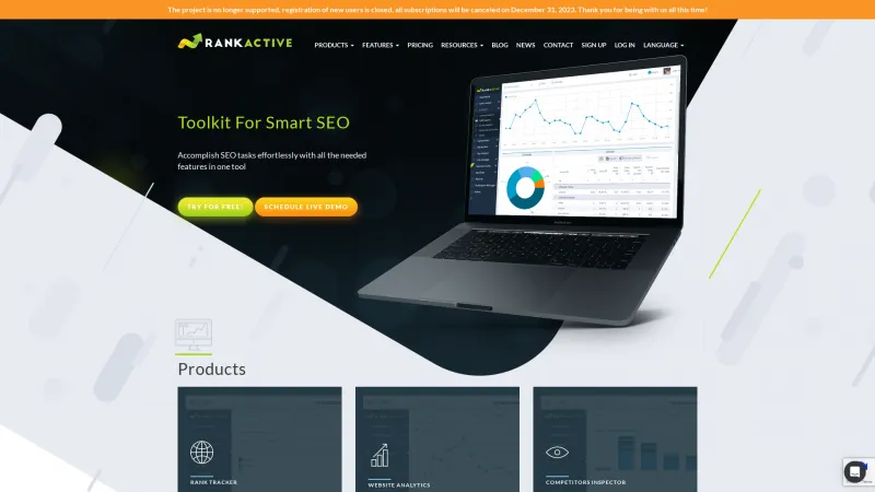 Homepage of RankActive