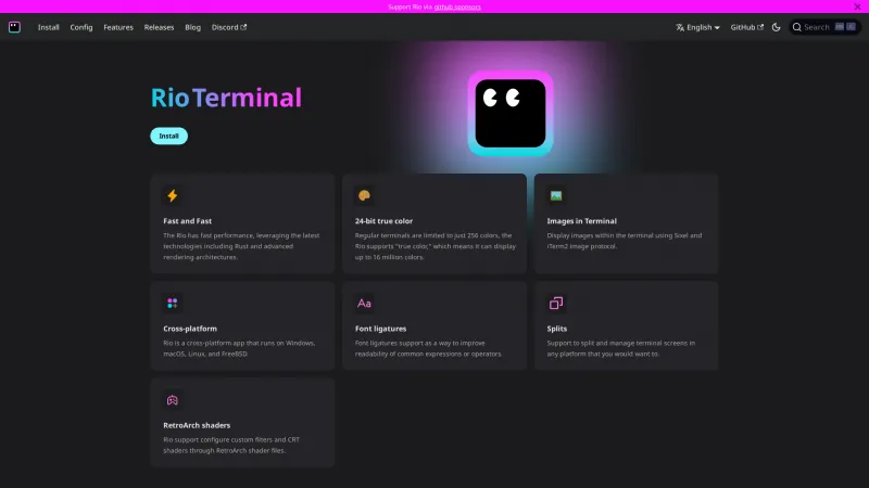 Homepage of Rio Terminal