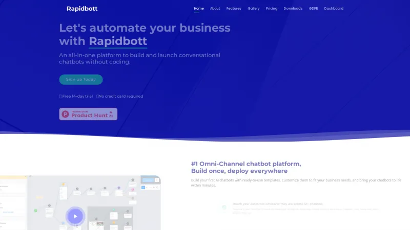 Homepage of Rapidbott