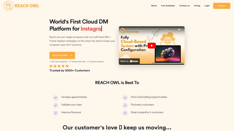 Homepage of ReachOwl