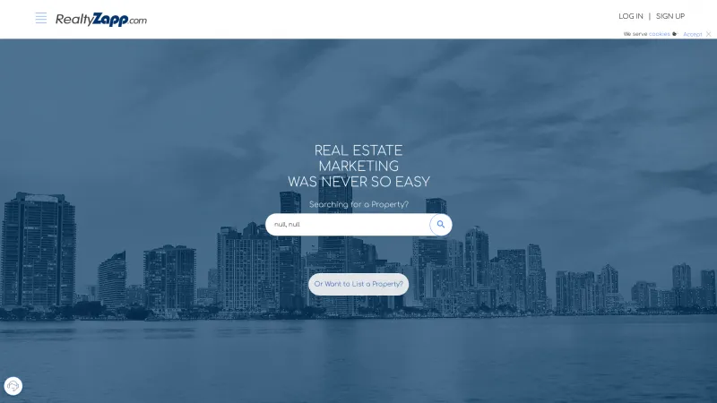 Homepage of RealtyZapp