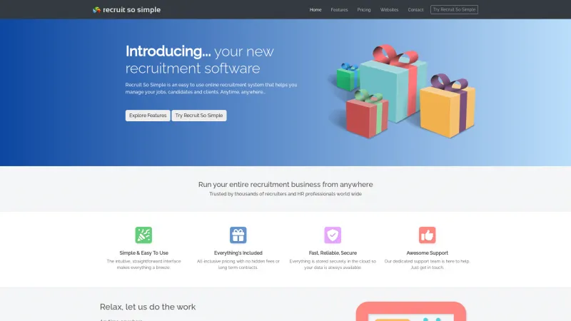 Homepage of Recruit So Simple