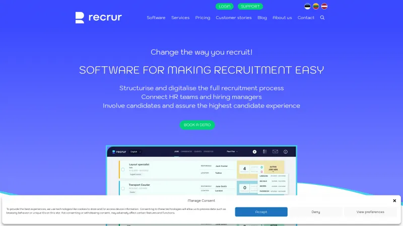 Homepage of Recrur