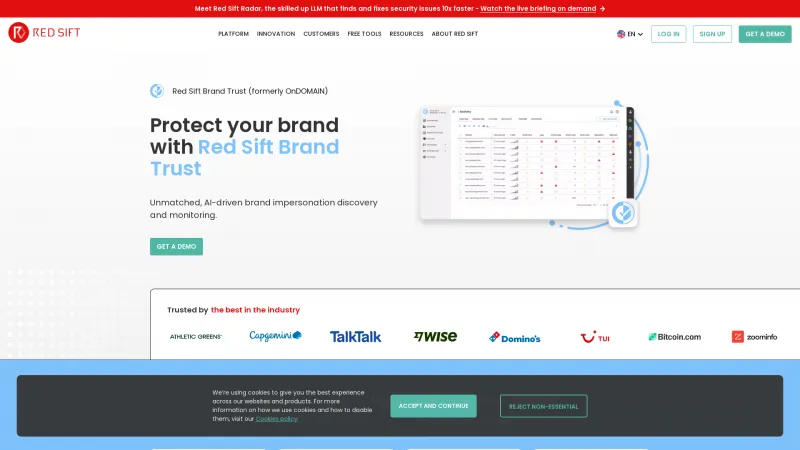 Homepage of Red Sift Brand Trust