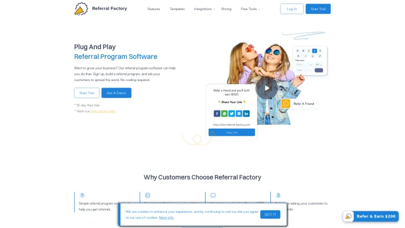 Homepage of Referral Factory