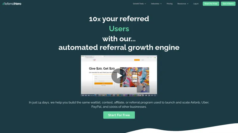 Homepage of ReferralHero