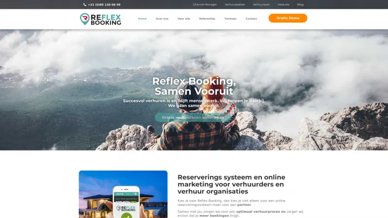 Homepage of Reflex Booking