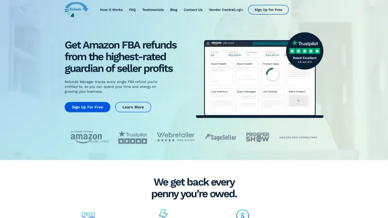 Homepage of Refunds Manager