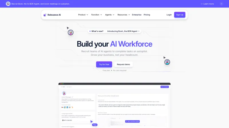 Homepage of Relevance AI