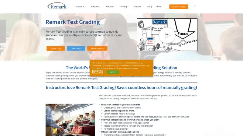 Homepage of Remark Test Grading