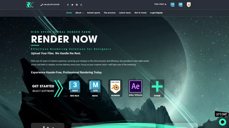 Homepage of RenderNow