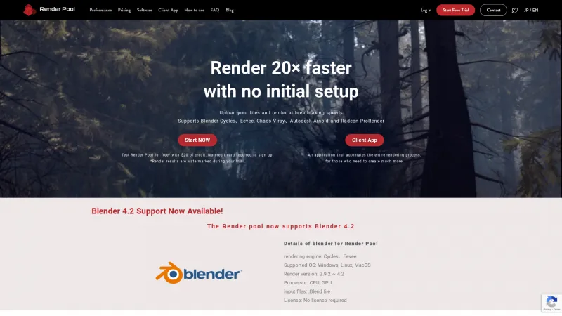 Homepage of Render Pool