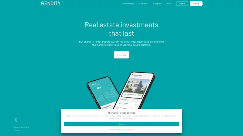 Homepage of Rendity