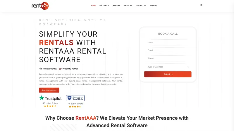 Homepage of Rentaaa