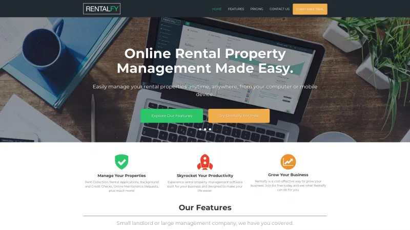 Homepage of Rentalfy