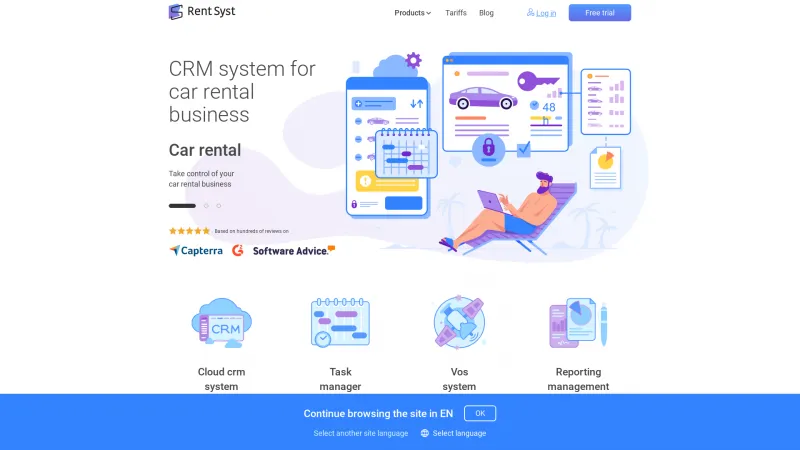 Homepage of RentSyst