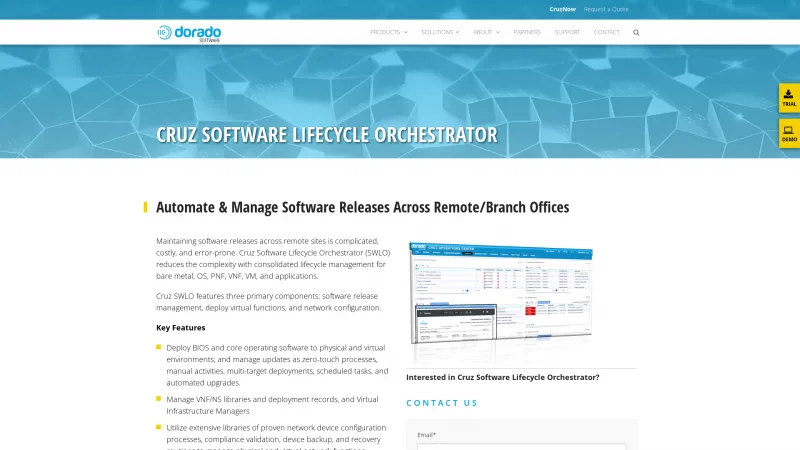 Homepage of Cruz Software Lifecycle Orchestrator