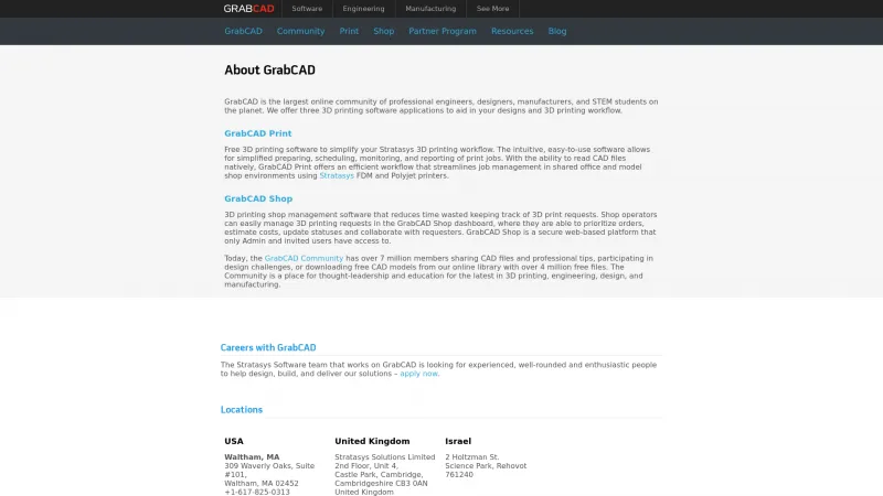 Homepage of GrabCAD